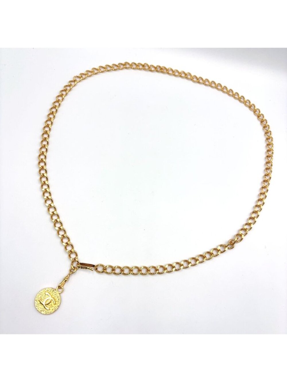 Chanel CC Logo Cambon Plate Gold Plated Chain Belt